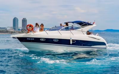 Barcelona and Sitges from the Sea on Atlantis 315 Motorboat
